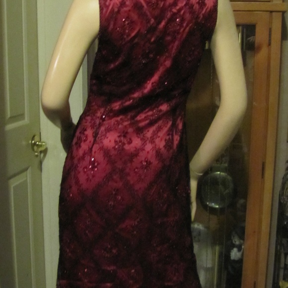 VotreNom Garnet Silk Beaded Lace Dress sz 1 (sz 4) - Picture 7 of 8